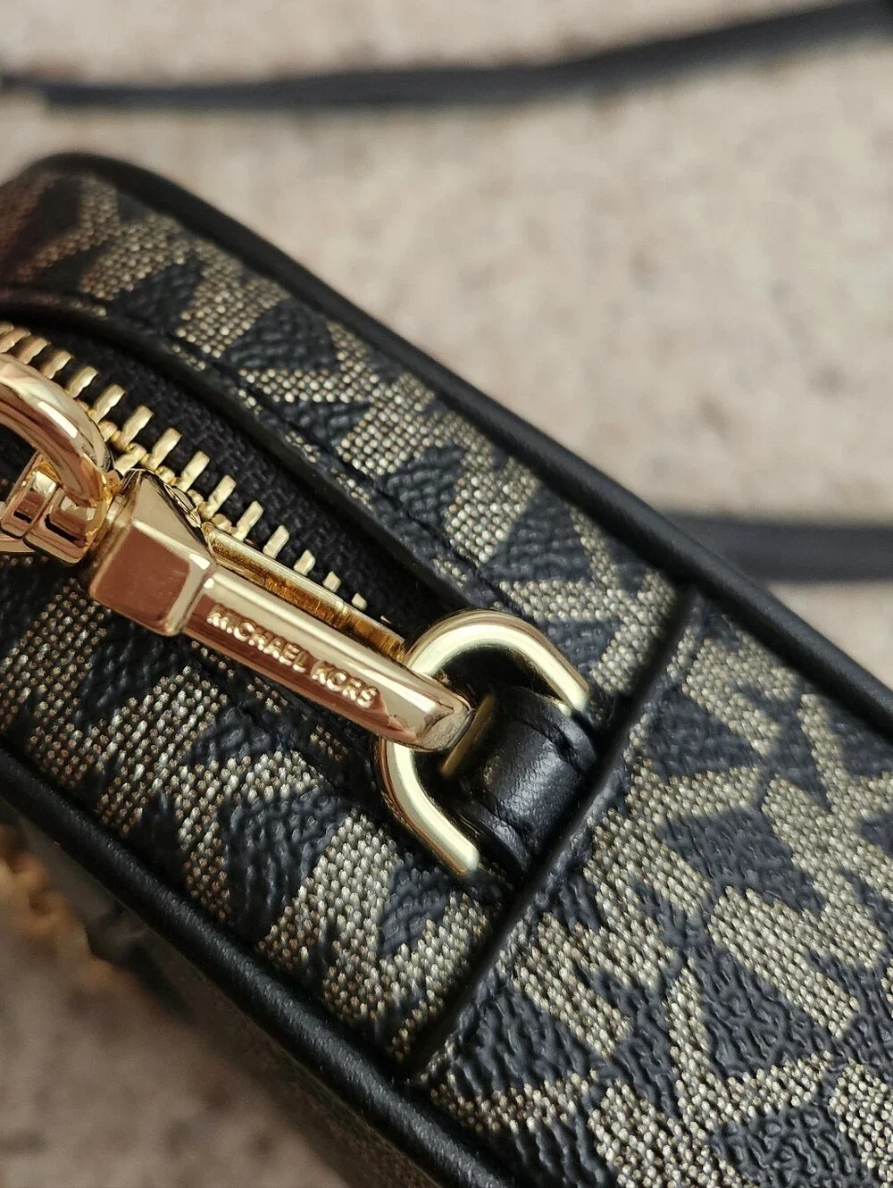 Michael Kors Blaire Black/Gold Small  Signature Logo Chain Crossbody Bag